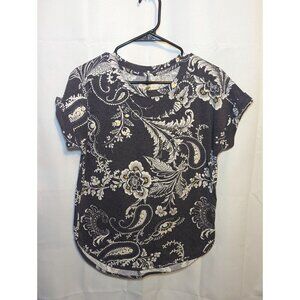 Womens Cupio Gray Paisley Floral Shirt Size Small Short sleeve